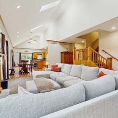 Expansive family friendly home with a private hot tub walk to the beach