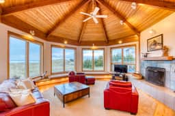 Dog friendly oceanfront house with wood burning fireplace deck and beach access