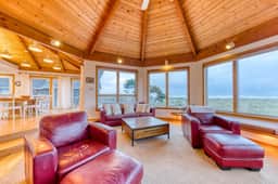 Dog friendly oceanfront house with wood burning fireplace deck and beach access