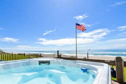 Beachfront ocean view duplex with private beach hot tub grill outdoor shower