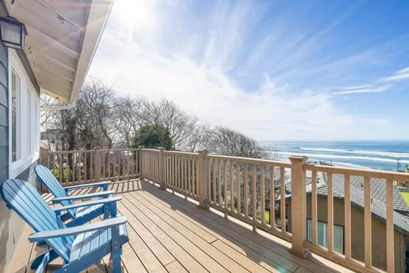 Sunlit home with gorgeous ocean views big decks and hot tub