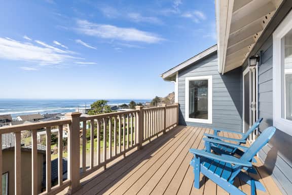 Sunlit home with gorgeous ocean views big decks and hot tub