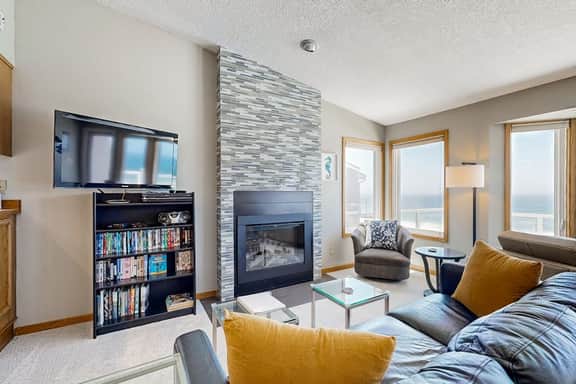 Oceanfront home with picture windows balcony and elevator watch for whales