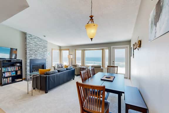Oceanfront home with picture windows balcony and elevator watch for whales