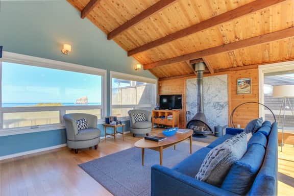 Modern oceanfront home with stunning ocean views and nearby beach access