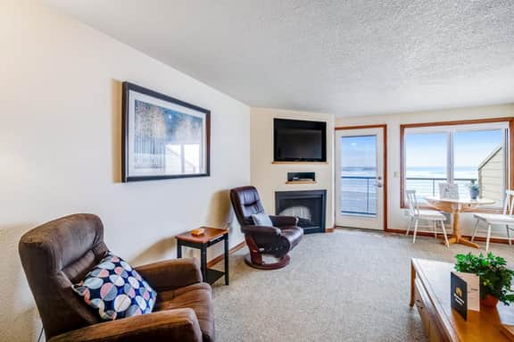 Waterfront condo with furnished balcony ocean views and great location