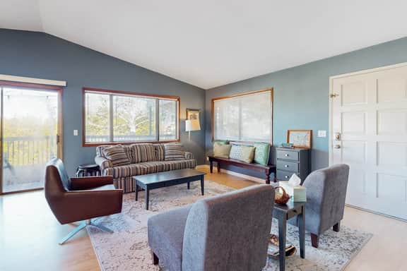 Comfortable inviting home with great deck 2 blocks to the beach