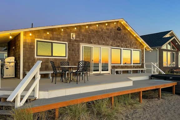 Beachfront home with ocean view hot tub and wood burning fireplace dog friendly