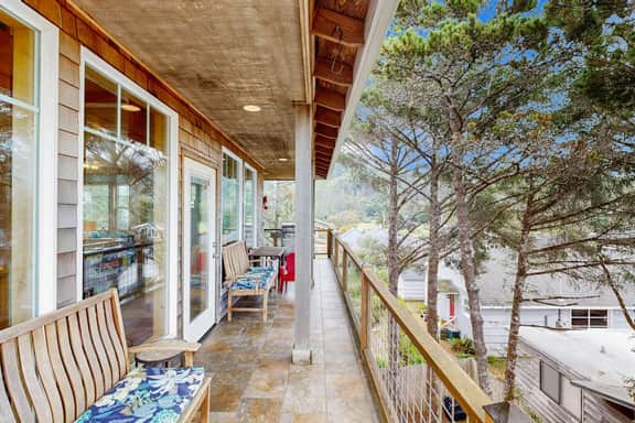 Dog friendly Neskowin Village home with ocean views private hot tub and patio