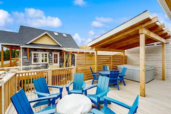 Family friendly home with ocean views private hot tub foosball table and gas grill