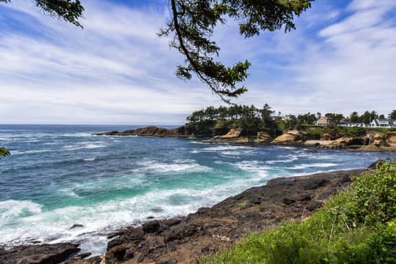 Dog friendly ocean view cabin with fireplace kitchenette deck and beach access
