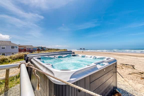 Oceanfront Home with Private Hot Tub and Amazing Beach Views Dogs Welcome