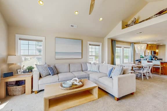 Updated Ocean View End Townhome with Game Room and Dog Friendly