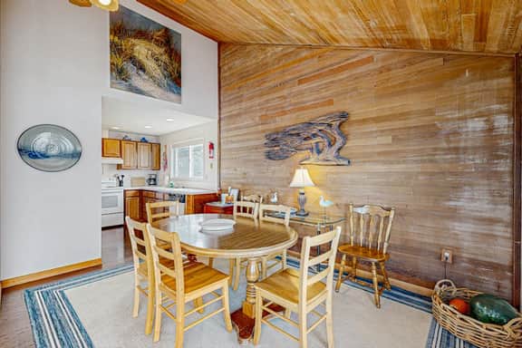 Dog friendly home with oceanfront location and fireplace walk to the beach