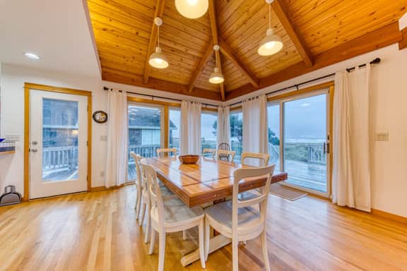 Dog friendly oceanfront house with wood burning fireplace deck and beach access