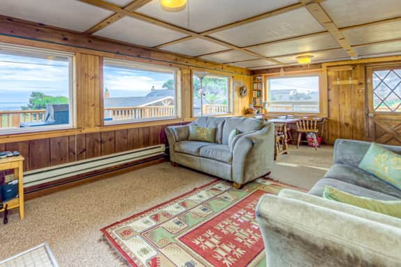 Dog friendly home across from the beach with grill deck and amazing ocean views