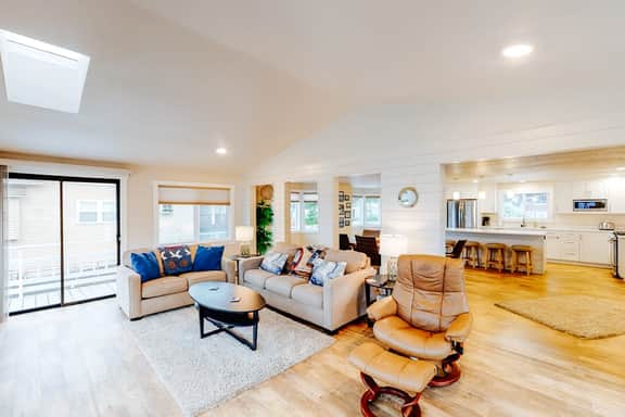 Homey dog friendly house with partial ocean views gas fireplaces and gas grill