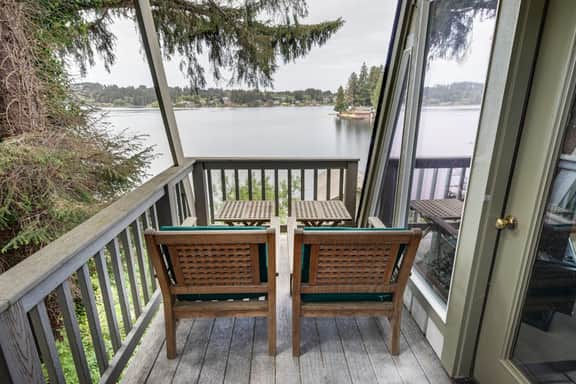 Lakefront house with private dock firepit and sunset views