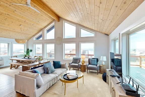 Designer home with stunning ocean and sunset views steps to beach dog friendly