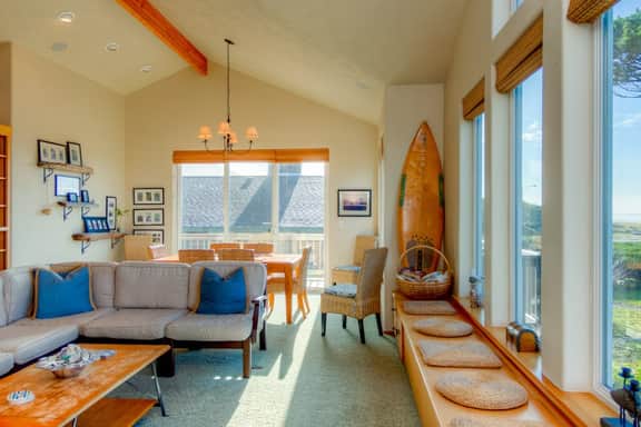 Beachfront home with private beach access fireplace washer dryer yard deck
