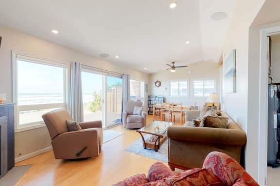 Beachfront home with ocean facing deck and ocean views throughout modern kitchen - Image 2