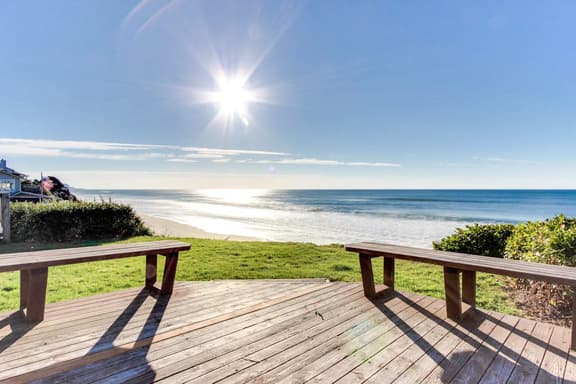 Dog Friendly Oceanfront Home with Easy Beach Access, Large Deck & Walk to Park
