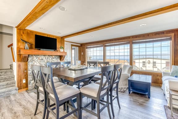 Dog friendly home with ocean views hot tub deck foosball and fireplace