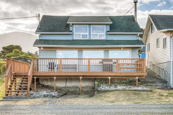 Dog friendly home across from the beach with grill deck and amazing ocean views