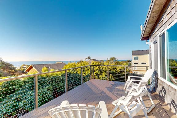 Dog Friendly Coastal Retreat with Water Views Deck Private Hot Tub and WiFi